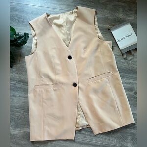 Unbranded Khaki Relaxed Double Button Long Waistcoat Vest. Size M